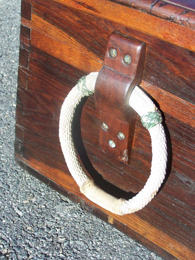 An early 19th century Dovetailed Sailor's Chest with Wonderful Ropework Beckets — image 2